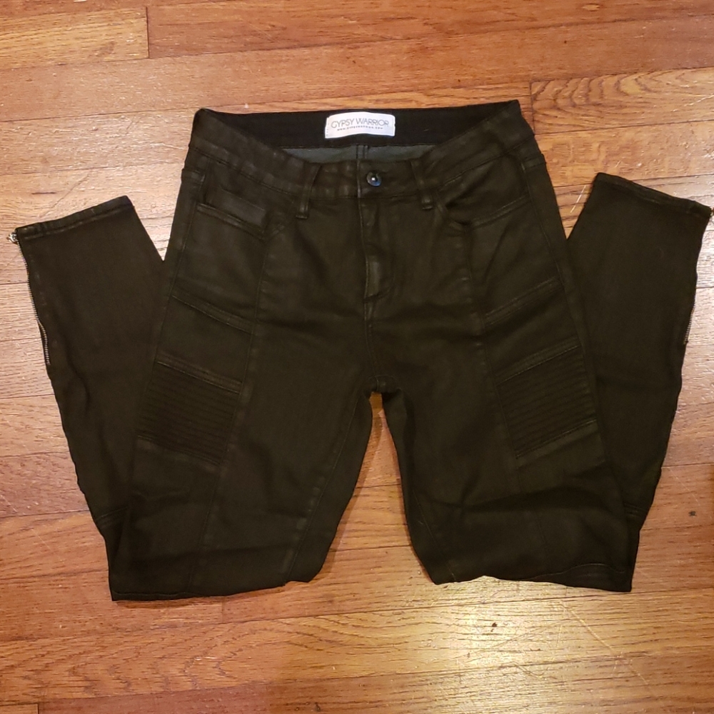 Skinny Ankle Zip Moto Jeans